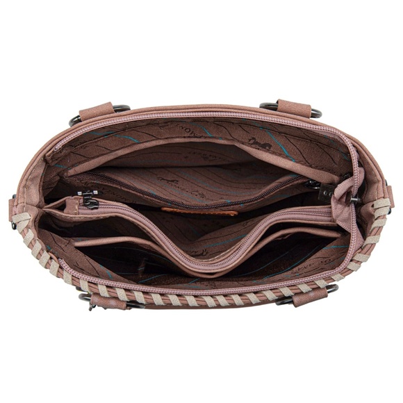 Montana West Embossed Collection Tote/Crossbody Bag Pink - Picture 3 of 4